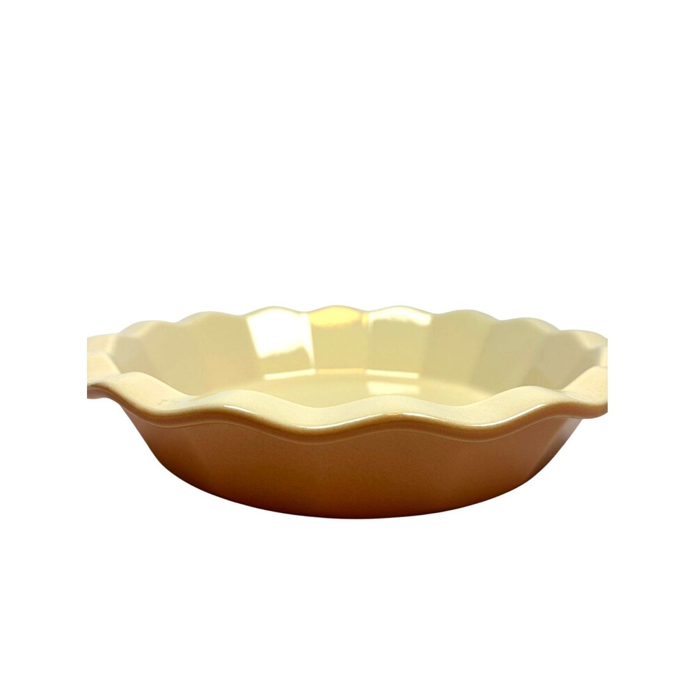 Emile Henry Williams Sonoma Ruffled Pie Dish 10” Ceramic Flutted Peach